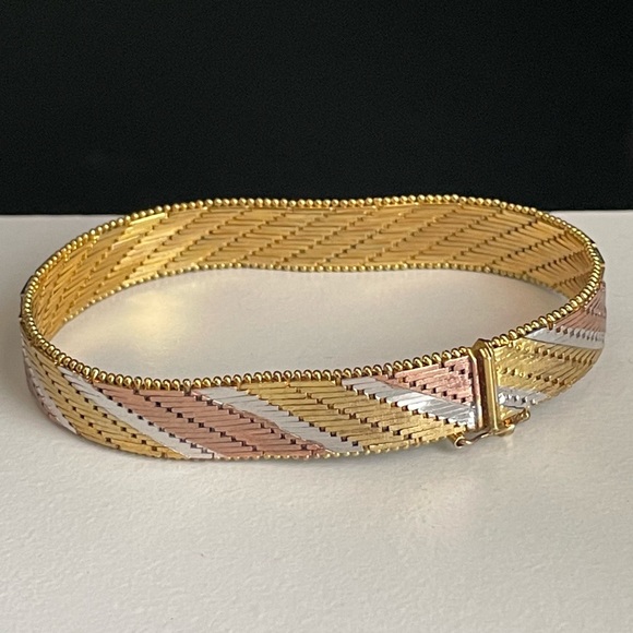 Milor sterling silver Multi Sterling Silver Gold Herringbone Cuff Bracelet - Picture 2 of 14